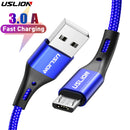 USLION 3A Micro-USB-Kabel, Schnellladekabel für Samsung, Xiaomi, Huawei, Realme, OPPO Android Mobiltelefone, USB-Datenkabel, 0,5/1/2/3M