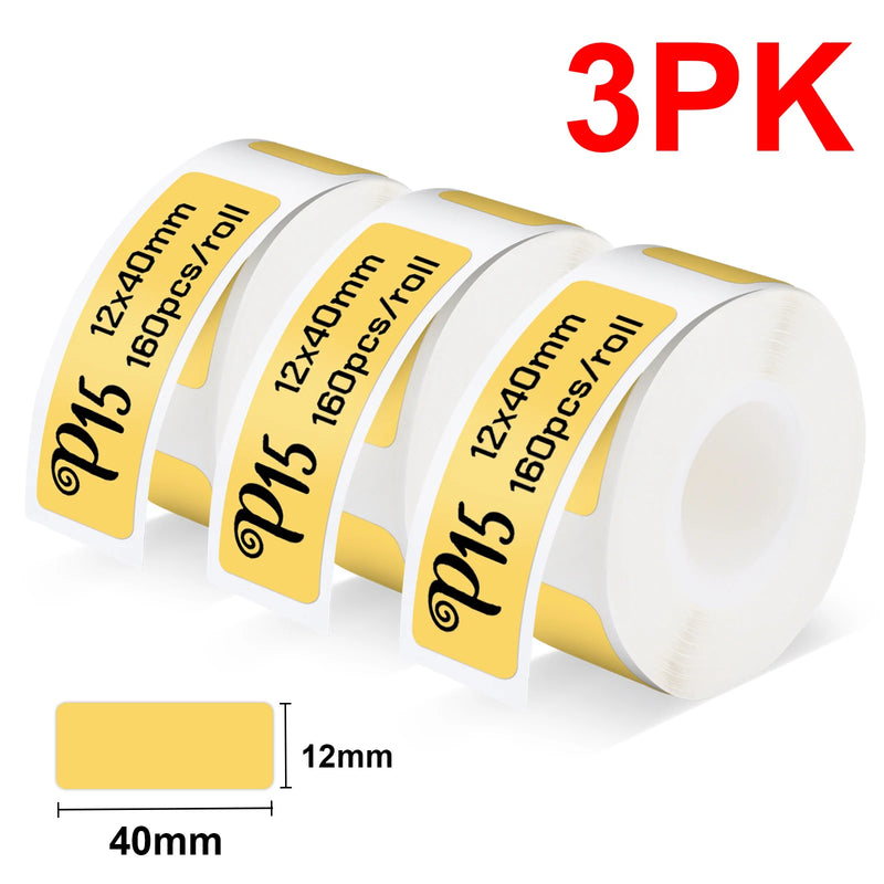 P15 Self-adhesive Thermal Label Printer Portable Wireless Bluetooth Label Maker Pocket Label Machine with P15 Label Paper Tape