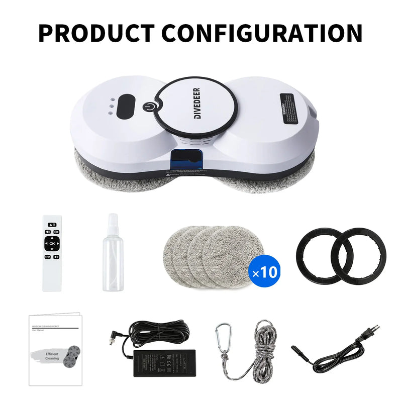 DIVEDEER Window Cleaning Robot Large Suction Spray Electric Anti-fall Remote Control Vacuum Cleaner