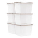 36qt/24.5qt/17qt Plastic Storage Bins with Lids, Stackable Totes, Containers 6-Pack/8-Pack, Durable and Functional