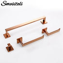 Rose Gold Bathroom Accessories Set Wall Mount Shelf Toilet Bath Hardware Paper Holder Towel Bar Rack Rail Rod Robe Hook Hanger