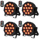 Fieryzeal 4PCS Battery LED Par Light RGBW Stage Flat Strobe Light Par Light DMX512 Effect Stage Light for DJ Disco Party Wedding