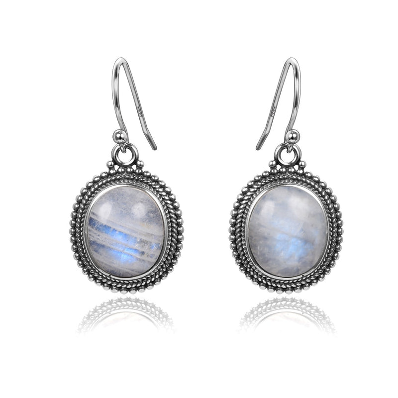 Jewelry Silver Pendant Earrings 10X12 Large Oval Natural Moonstone Women Fashion Wedding Party Wholesale