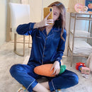 2023 Silk Satin Pajamas Set Woman Printed Long Sleeve Sleepwear Pijamas Suit Female Homewear Two Piece Loungewear Pjs Plus Size