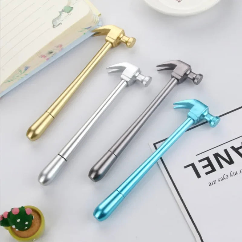 1 Creative Stationery Imitation Metal Hammer Gel Pen Simple Black Water-based Pen Student Stationery Color Random