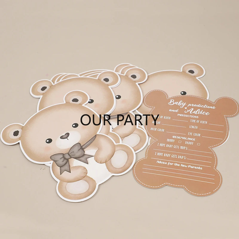 10 Sheets Gender Reveal Theme Predicitions Advice Game Card Cartoon Bear Voting Card for Baby Shower Birthday Party Decoration