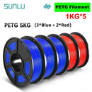 SUNLU 5KG 3D Filament PLA/PLA PLUS/PETG/ABS Filamnet 1.75mm 5Roll 1KG Neatly Wound 3D Printer Filament for 3D Printer