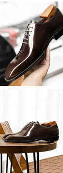2025 Hanmce New High Quality Men's Dress Suit Cow Genuine Leather Oxfords Shoes With Free Shipping  Hot