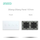BSEED 1/2/3Gang Touch Switches 1/2/3Way Function Parts Type-c USB Wall French Sockets Crystal Glass Panels DIY Free Combination