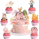 Farm Animal Cupcake Toppers Birthday Cake Decorations Pink Farm Happy Birthday Cake Topper Baby Showers Supplies