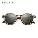ZENOTTIC-Steampunk Style Clip On Sunglasses for Men Women Anti Blue Light Glasses+Polarizing Clip Fashion/Retro Computer Eyewear