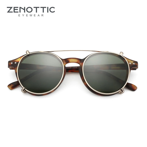 ZENOTTIC-Steampunk Style Clip On Sunglasses for Men Women Anti Blue Light Glasses+Polarizing Clip Fashion/Retro Computer Eyewear