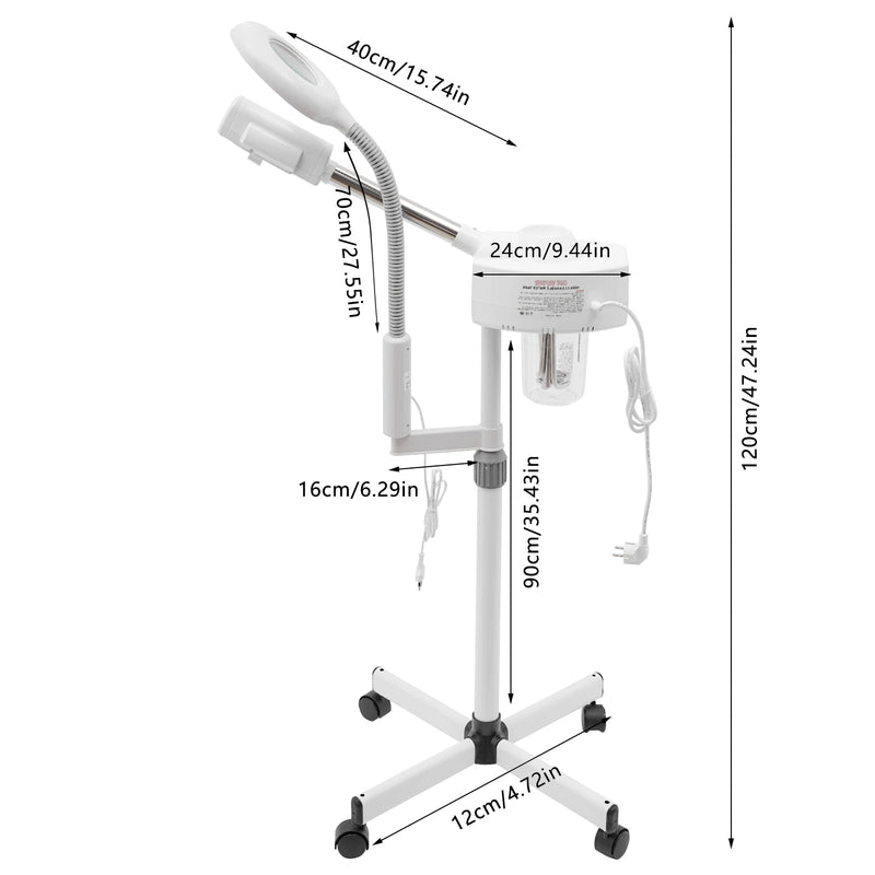 2 in 1 750W Magnifying Lamp Hot Vapozone Ozone Streamer Steam Device Facial Sauna Machine with 5X Light