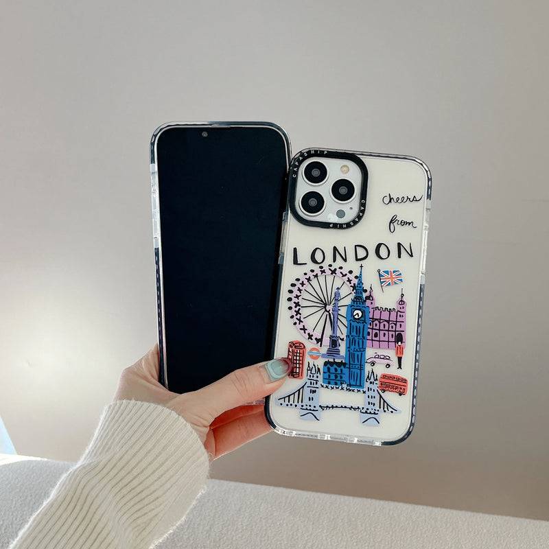 Paris Tower New York London City Landmark Case For iPhone 15 14 13 12 11 Pro X XS XR Max 7 8 Plus SE 2020 2022 Clear Back Cover