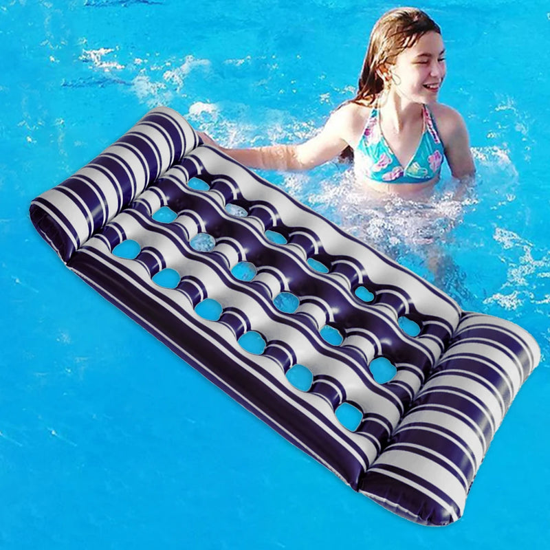 Inflatable Water Sleeping Bed PVC Floating Lounger Air Mattress Foldable Swimming Pool Air Mattress for Swimming Pool Party