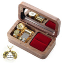 The Vault | Handcrafted Walnut Wooden Ring Box with Musical Movement