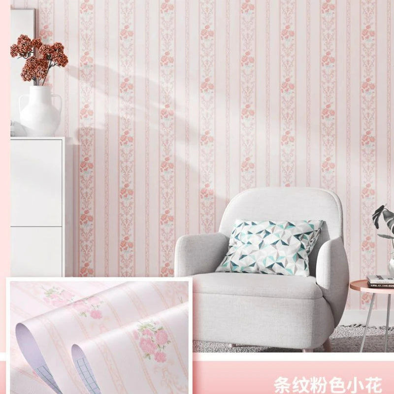 Wallpaper Self-adhesive Bedroom Warm Waterproof and Moisture-proof Pastoral Flower Background Wall Room Decoration Sticker