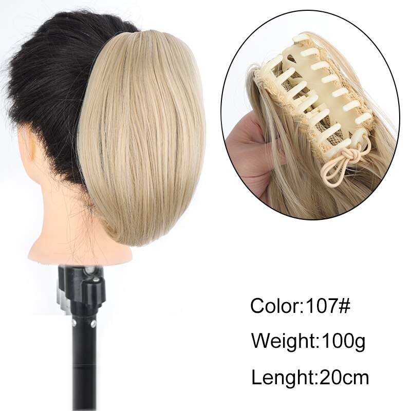 MSTN Synthetic Short Straight Ponytail Extension Claw Clip in Hair Extensions Natural Pony Tail Fake Hair Hairpiece For Women