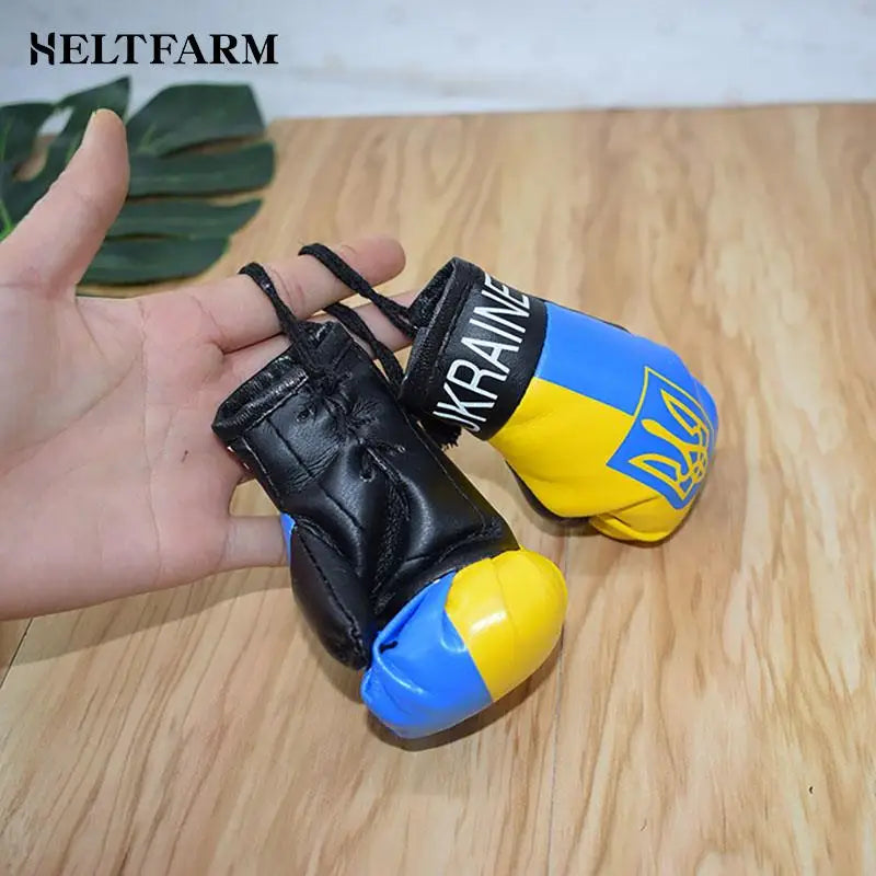 Car Accessories Decoration Gift 1pcs Ukraine National Flag Boxing Gloves Keychains Hanging Pendant Accessories