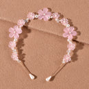 Spring Girls Bridal Pearl Hair Band Headdress Flower Wreath Bride Garland Head Hoop Headbands Hair Jewelry Gifts