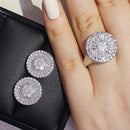 2026 New Arrivals Luxury 2pcs Silver Color Cz Dubai Jewelry Set Ring and Earring for Women Wedding Party Lady Gift Jewelry J5968