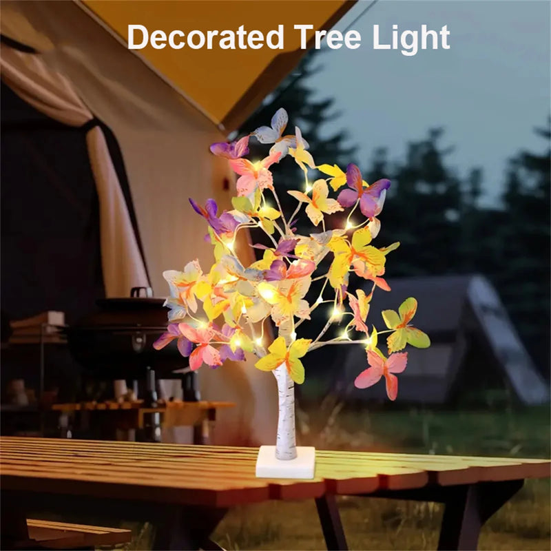 24 LED Easter Flickering Tree Fairy Lights Birch Tree With 3AA And USB Power Butterfly Lights for Party Christmas Decoration