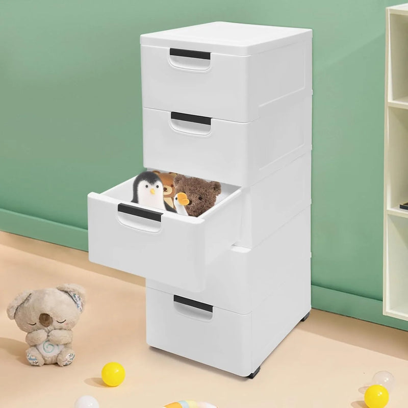 Plastic Drawers Storage Cabinet Mobile Cabinet, 15.7"D X 11.8"W X 33"H Closet Drawers Bins Home Storage Container Tower, White
