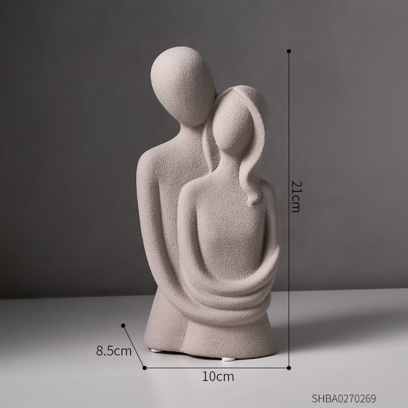 Abstract Couple Statue Decorative Sculpture Modern Home Decoration Ceramic Figure Figurines lovers Living room table ornaments