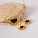 Uworld 18k Gold Color Stainless Steel Classical Egyptian Semicircular Fan-shaped Earrings For Women Bijoux Femme Gala Gift