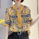 Elegant Fashion Rivet Casual Printing Diamonds Diamonds Pullovers 2024 New Summer Short Sleeve Loose Temperament Shirt T-Shirt