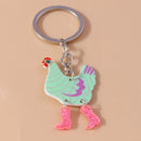 Cute Funny Easter Chicken Hen Keychain Animal Keyring Pendants for Women Girls Handbag Accessories DIY Jewelry Gifts