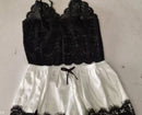 Pajama Sets Women Lace Silk Sleepwear Sexy Lingerie Crop Tops and Shorts Babydoll Nightwear Loungewear Pijamas
