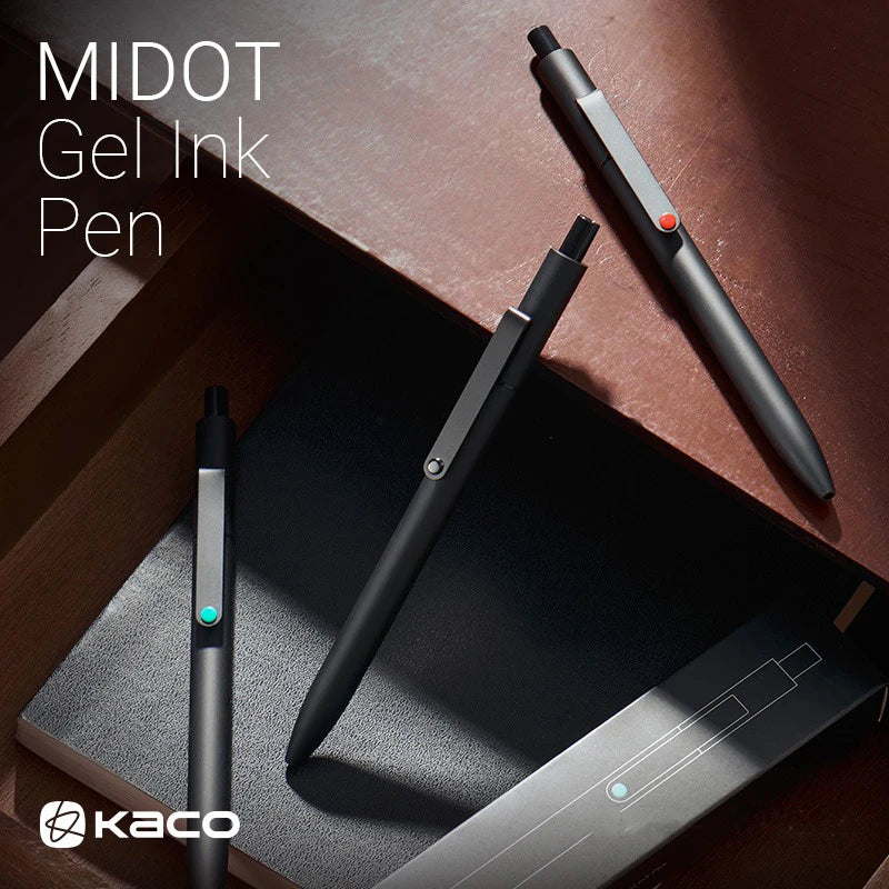 KACO MIDOT Gel Ink Pens 0.5mm Black Ink 800 Writing Length Signature Canetas Metal Pen Clip Design Quick Dry Premium Elegant Pen