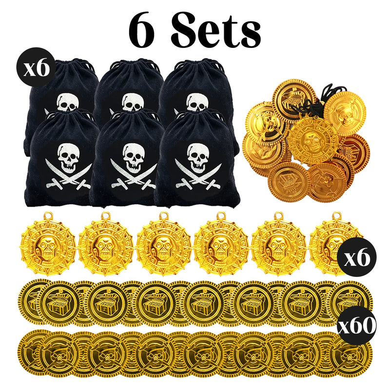 6-48Sets Pirate Party Supplies Halloween Pirate Costumes Child Birthday Party Favors Pirate Accessories Pirate Hat Sword