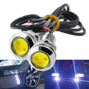 2Pcs New 18MM Car Eagle Eye Silver Shell DRL Led Daytime Running Lights LED 12V Backup Reversing Parking Signal Automobiles Lamp