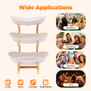 3-Tier Fruit Plate,Snack Dessert Cake Tray Plate Rack for Party Wedding,Fruit Bowl W/ Bamboo Wood Stand,Candy Dish Cake Stand