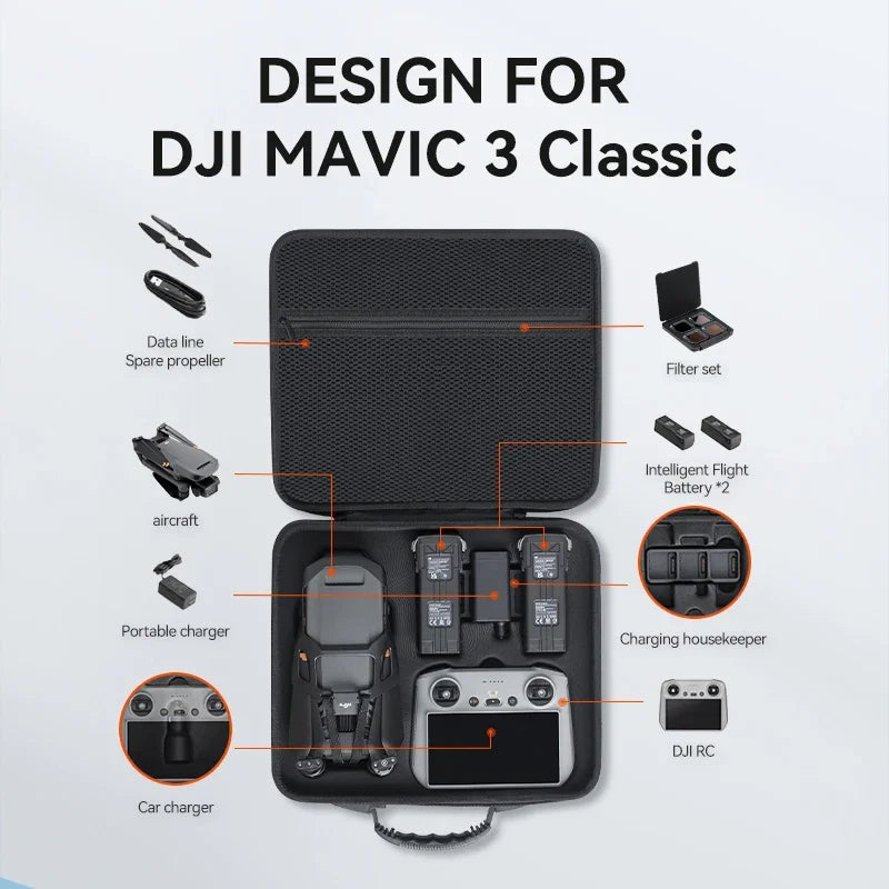 Storage Bag Suitable for DJI Mavic 3 Classic  Portable Carrying Case Drone Accessories Nylon Hard Shell Shoulder Bag