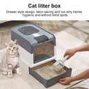 Cat Litter Box Hooded Cat Box Odor-Resistant Fully Enclosed Cat Toilet with Litter Scoop for Home Pets Supplies