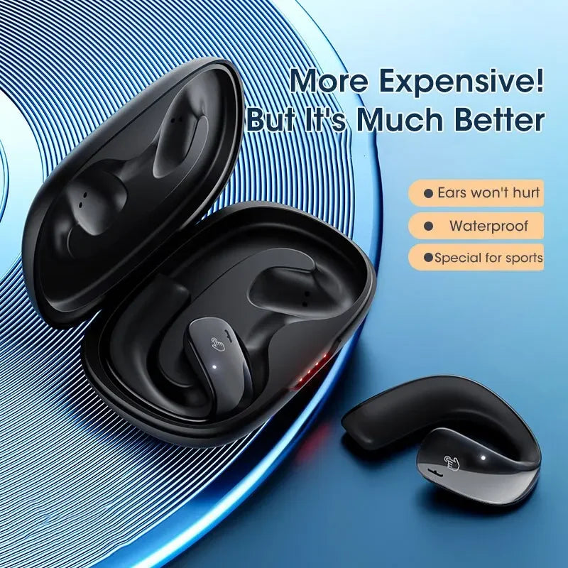 Niye Air Conduction Bluetooth 5.3 Earphones Open Ear Clip Wireless Headphone with Mic Sports Headsets for Android IPhone Samsung