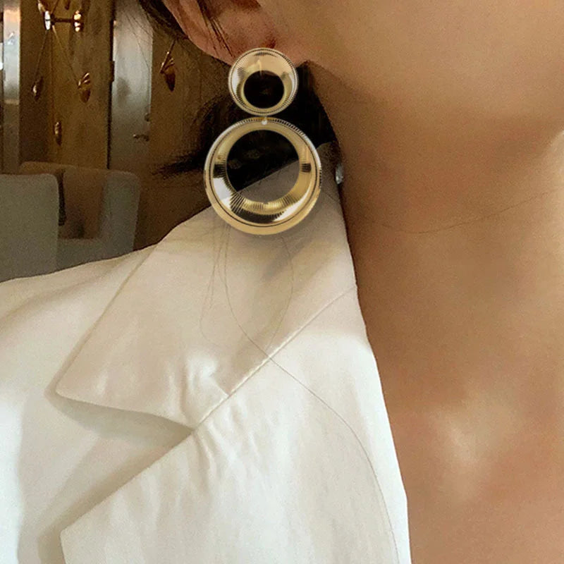 Fashion Jewellery Hip Hop Big Round Dangle Drop Earrings for Women Trending Products Piercing Ear Elegant Woman Hoop Earrings
