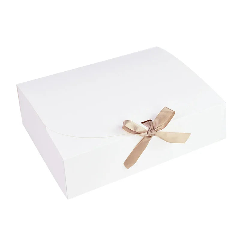 1/3/6pcs Large White All-In-One Gift Cardboard Box With Bow Ribbon Bridesmaid Gift Box Wedding Party Christmas Home Decoration