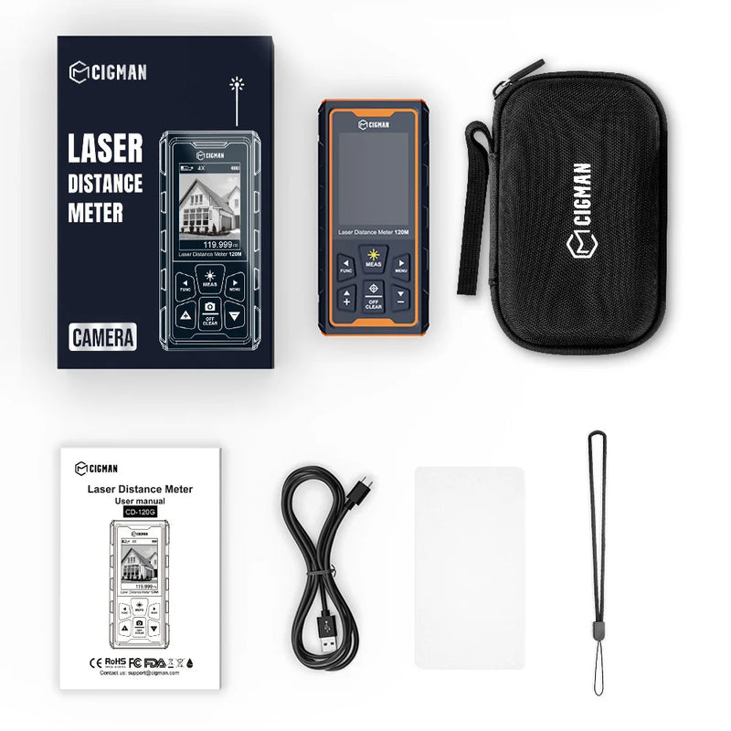 CIGMAN CD-120G Laser Measurement Tool 4X Camera P2P Technology IP68 2.4inch IPS Display Humanized UI Digital Point Finder