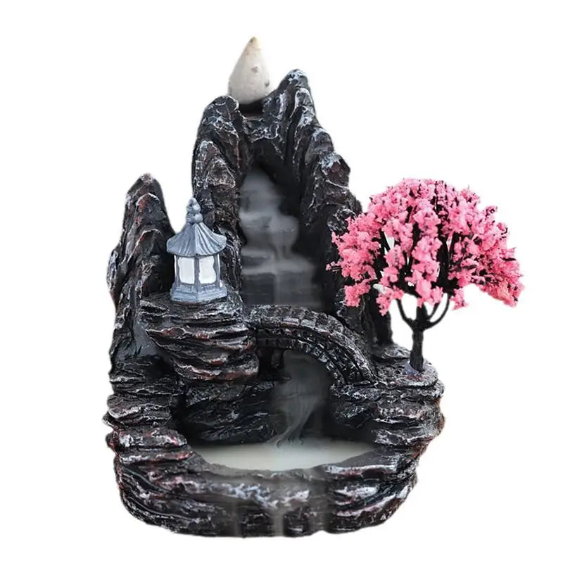 Backflow Incense Burner Resin Incense Waterfall Burner Indoor Smoke Incense Holder Cones Aromatherapy For Bedroom Home Decor