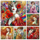 Neu eingetroffen: Diamantmosaik Gustav Klimt Mohnblumen-Landschaft, komplettes Diamant-Malerei-Set zum Selbermachen, Stickerei, Blumen-Heimdekoration