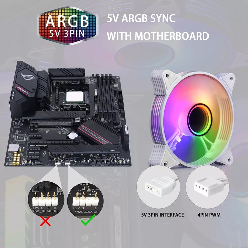 Aigo AR12PRO white Computer Case fan ventoinha PC 120mm rgb fan 4pin PWM Cooling fan 3pin5v Unlimited space argb 12cm ventilador