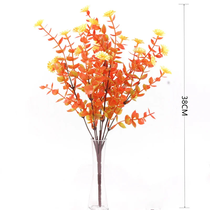 Artificial Fall Shrub Plants Flowers Outdoor Garden Decoration Plastic Bouquet Thanksgiving Christmas Wedding Home Decor Flowers