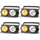 U'King 4PCS 200W COB Par Light 2x100W Blinder Lighting 2 Eyes LED 2IN1 COB Cool Warm White Lighting Party Bar DMX Stage Lighting