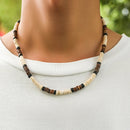 Trendy Small Wood Beads Necklace Men Vintage Short Beaded Chain Choker Necklaces 2023 Fashion Jewelry Collar on Neck Accessories