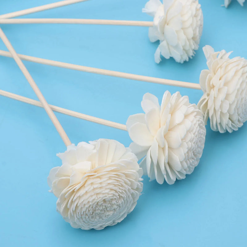 5 Pcs Rattan Sticks Straight Natural Fragrance Diffuser Aroma Oil Diffuser Rattan Sticks with Flower Shape Head Decor