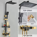 4-Function Button Digital Display Shower Faucet Set Chrome Rain Shower Column Constant Temperature Shower Wall Mounted